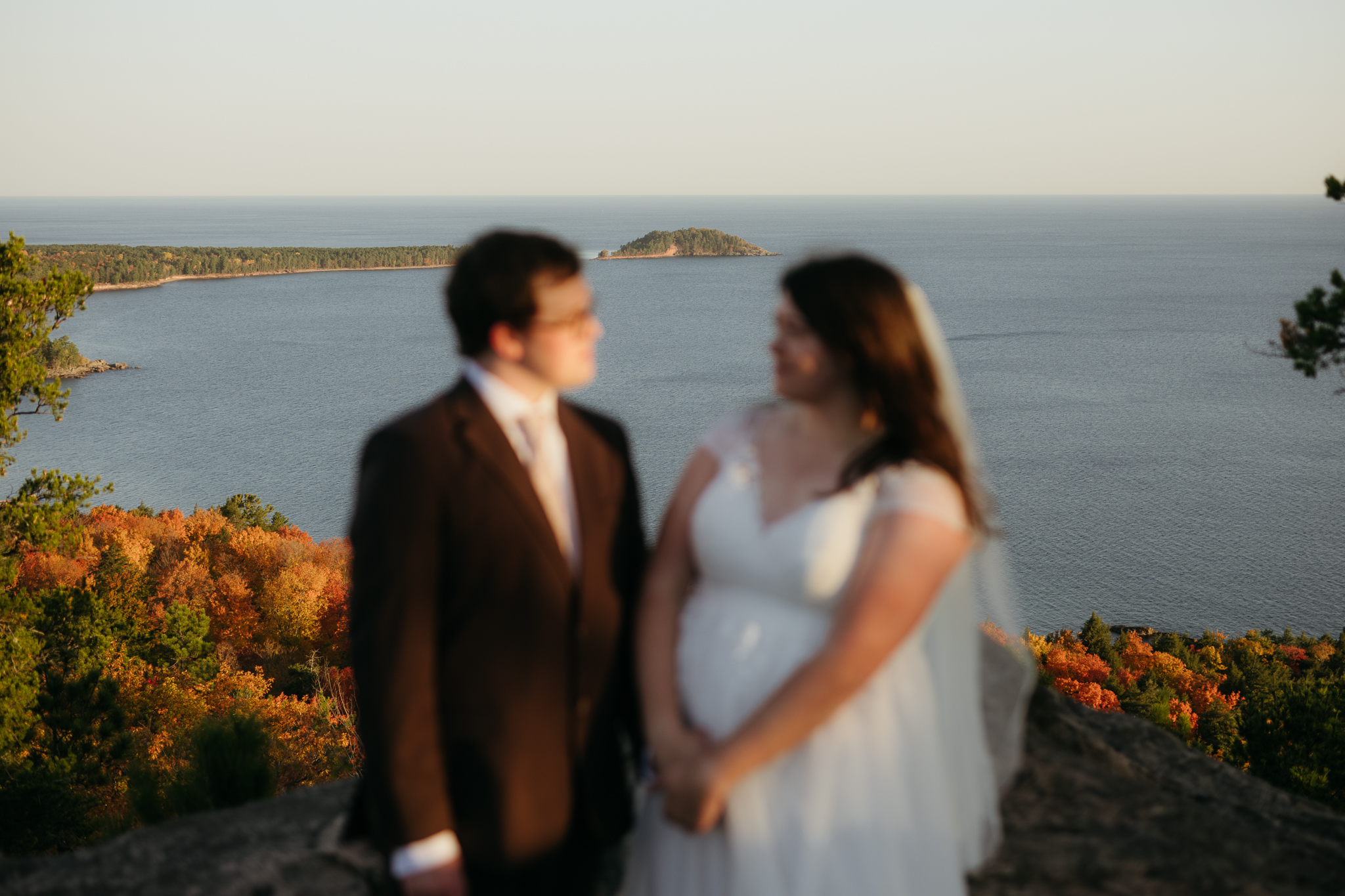 Fall Sunrise Elopement at Sugarloaf Mountain, Marquette, MI || Upper Peninsula Elopements