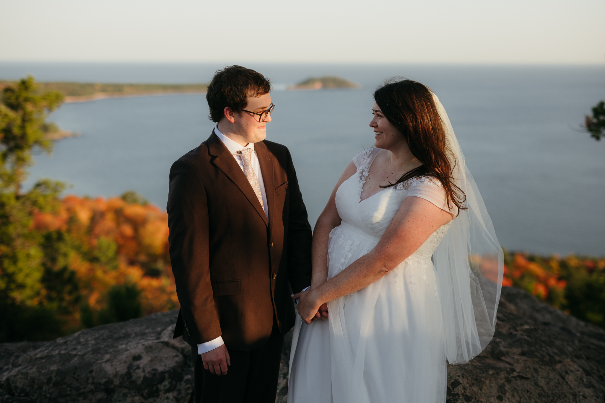 Fall Sunrise Elopement at Sugarloaf Mountain, Marquette, MI || Upper Peninsula Elopements