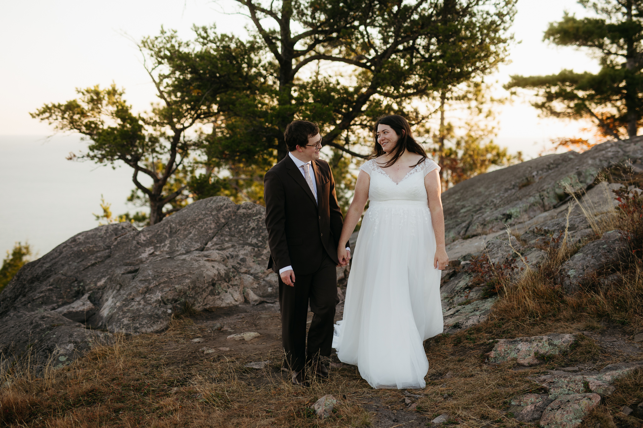 Fall Sunrise Elopement at Sugarloaf Mountain, Marquette, MI || Upper Peninsula Elopements