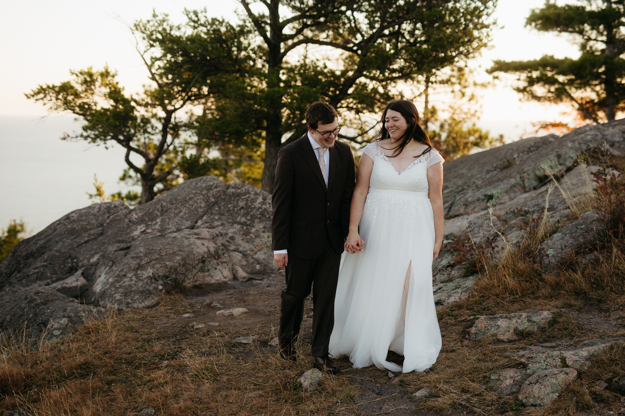 Fall Sunrise Elopement at Sugarloaf Mountain, Marquette, MI || Upper Peninsula Elopements