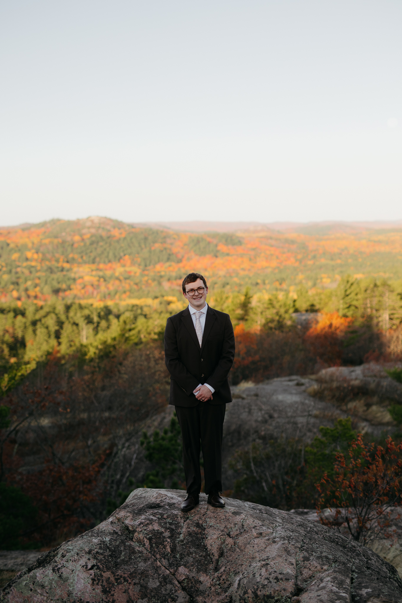 Fall Sunrise Elopement at Sugarloaf Mountain, Marquette, MI || Upper Peninsula Elopements