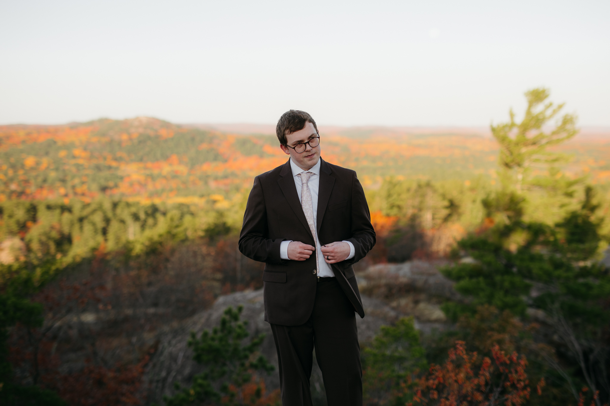 Fall Sunrise Elopement at Sugarloaf Mountain, Marquette, MI || Upper Peninsula Elopements