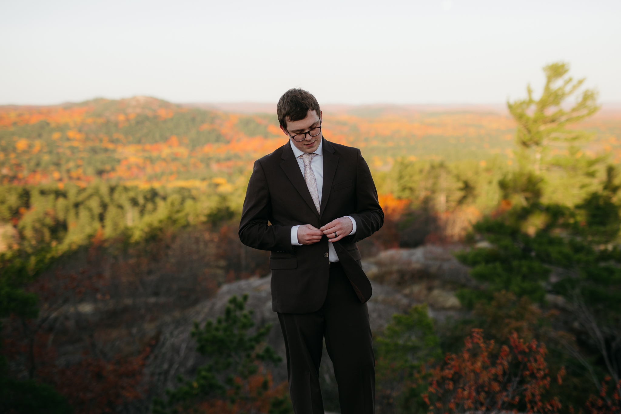 Fall Sunrise Elopement at Sugarloaf Mountain, Marquette, MI || Upper Peninsula Elopements