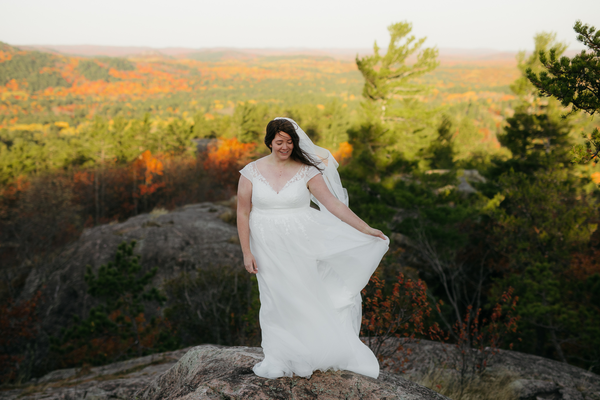 Fall Sunrise Elopement at Sugarloaf Mountain, Marquette, MI || Upper Peninsula Elopements