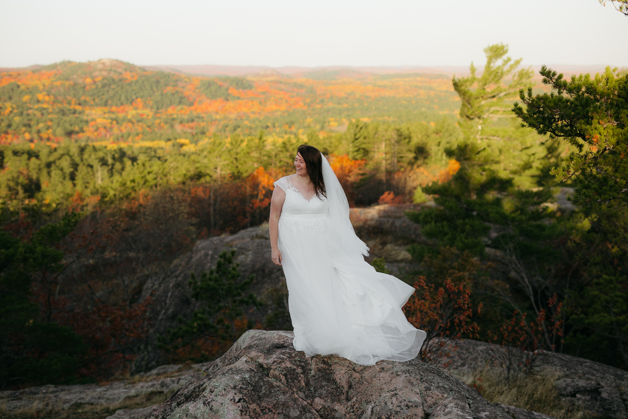 Fall Sunrise Elopement at Sugarloaf Mountain, Marquette, MI || Upper Peninsula Elopements