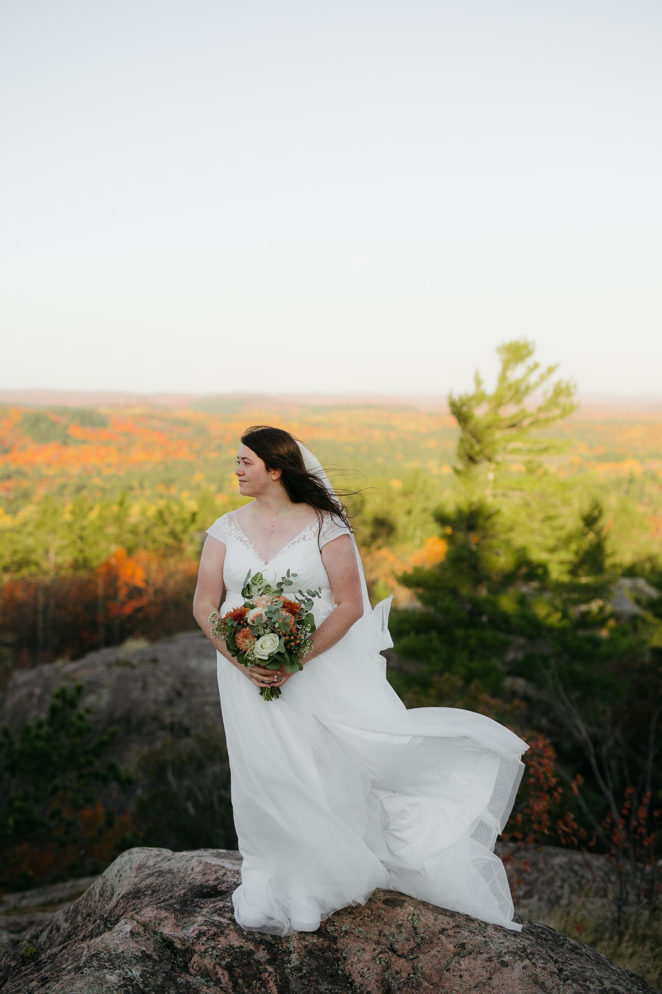 Fall Sunrise Elopement at Sugarloaf Mountain, Marquette, MI || Upper Peninsula Elopements