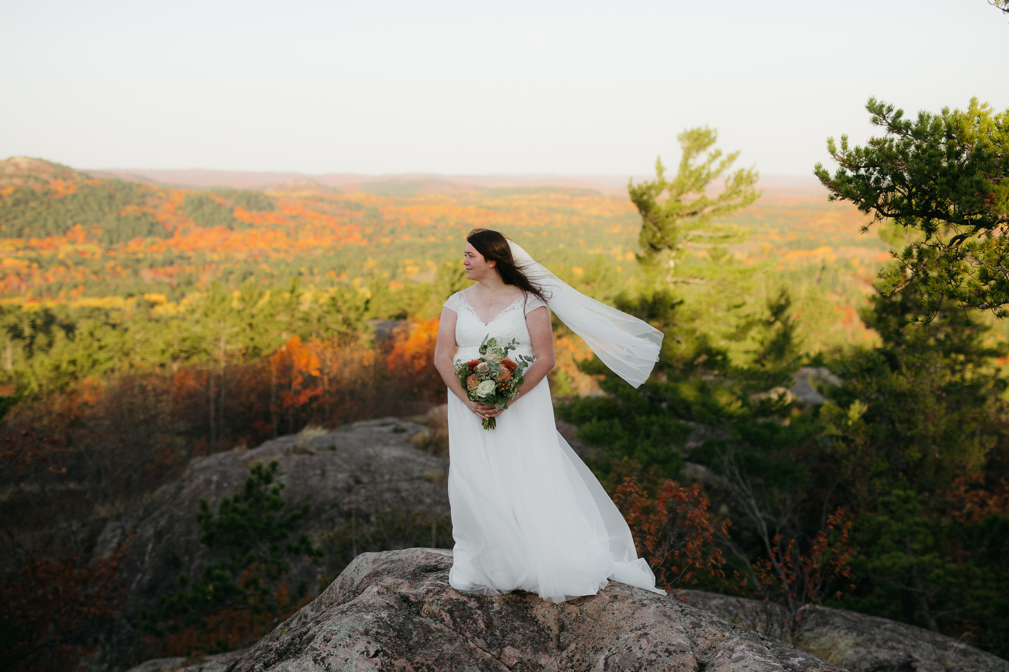 Fall Sunrise Elopement at Sugarloaf Mountain, Marquette, MI || Upper Peninsula Elopements