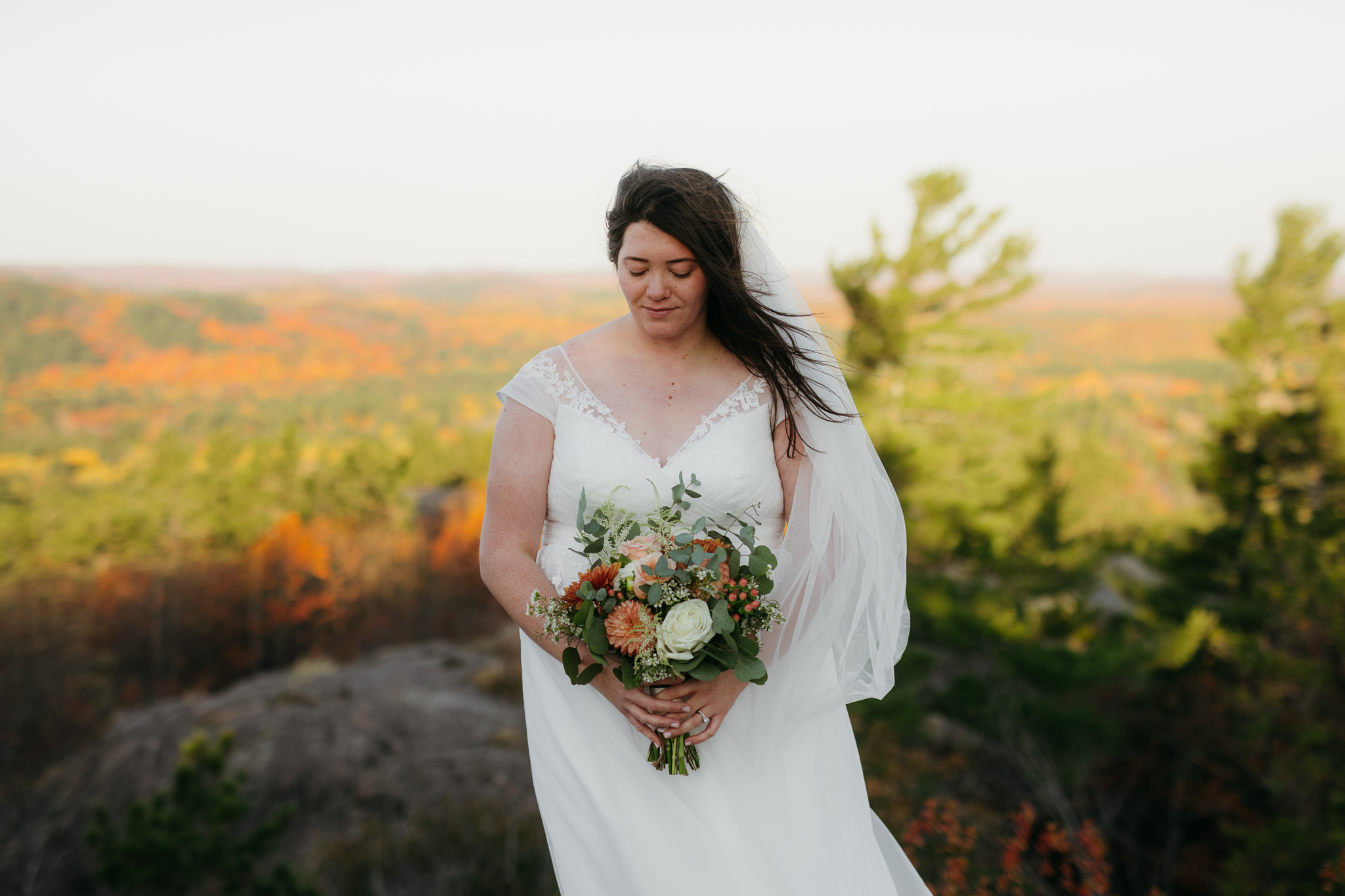 Fall Sunrise Elopement at Sugarloaf Mountain, Marquette, MI || Upper Peninsula Elopements