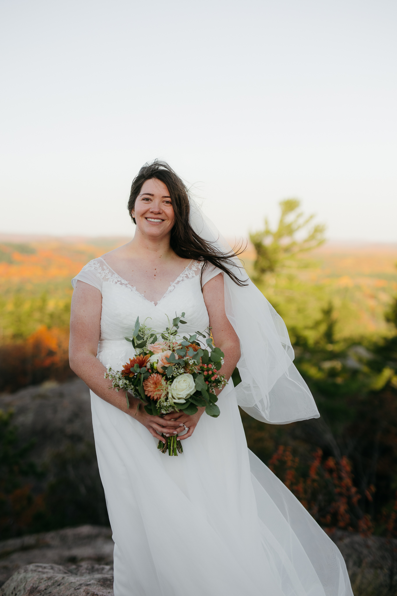 Fall Sunrise Elopement at Sugarloaf Mountain, Marquette, MI || Upper Peninsula Elopements