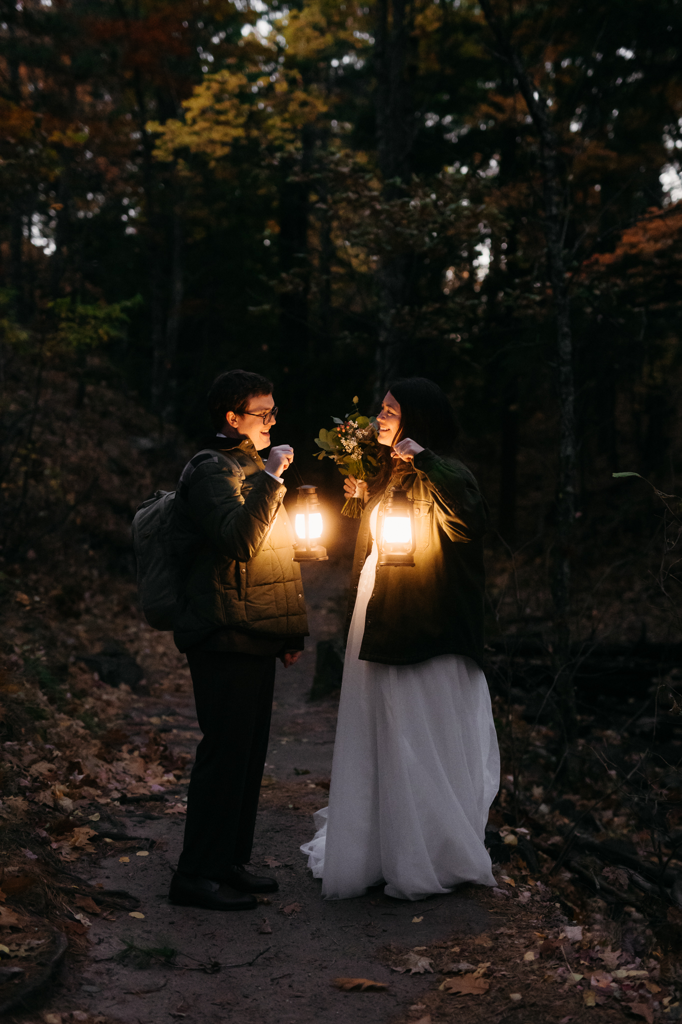 Fall Sunrise Elopement at Sugarloaf Mountain, Marquette || Upper Peninsula Elopements