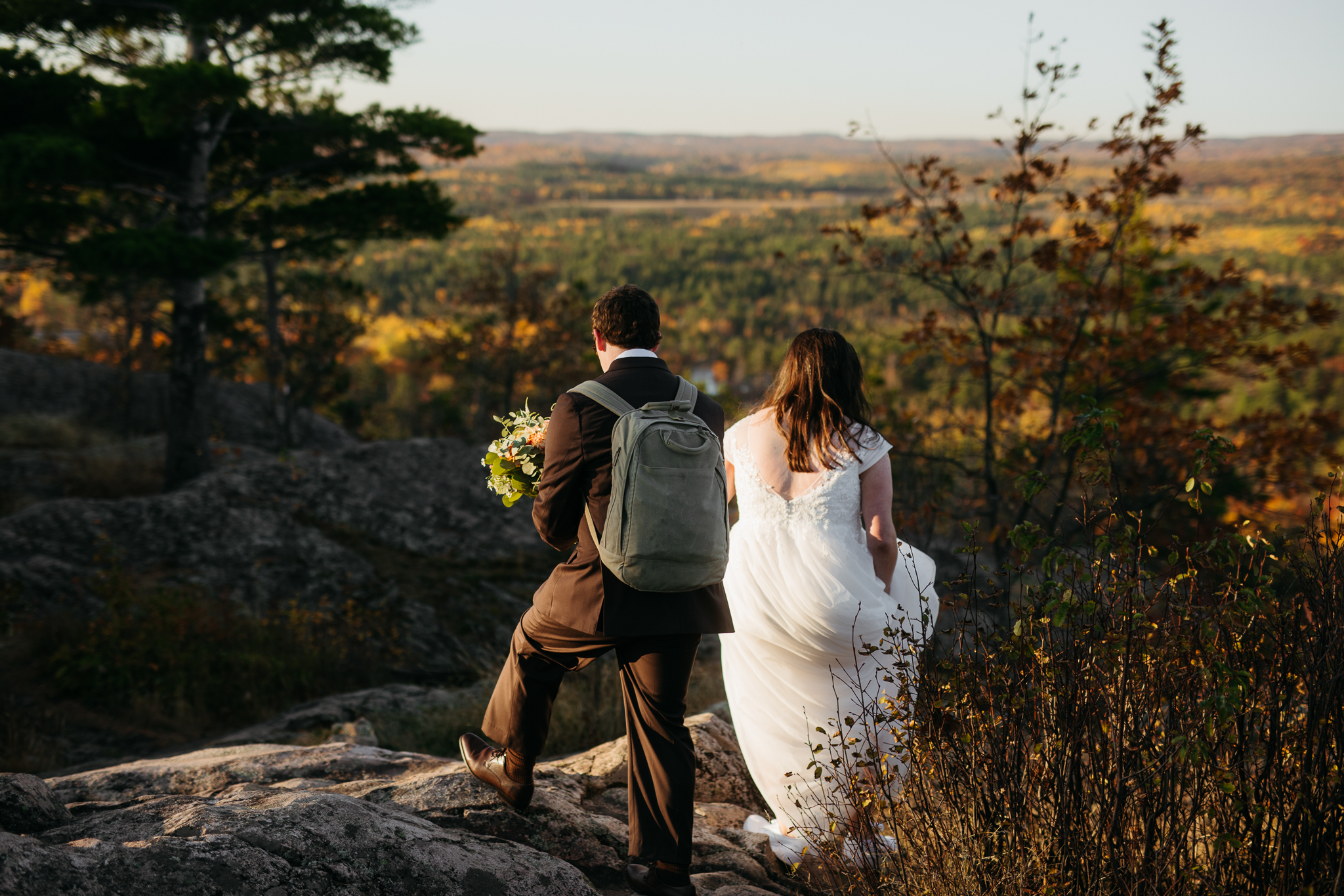 Fall Sunrise Elopement at Sugarloaf Mountain, Marquette, MI || Upper Peninsula Elopements