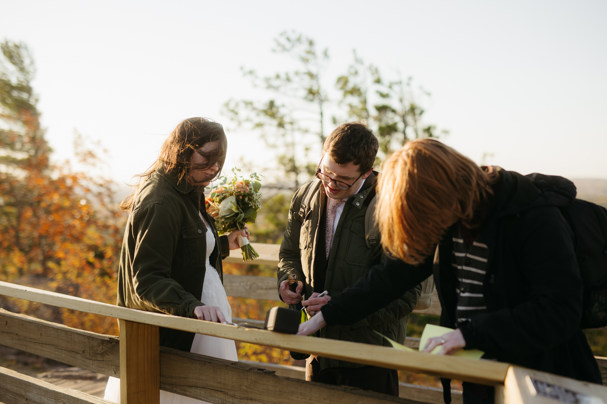 Fall Sunrise Elopement at Sugarloaf Mountain, Marquette, MI || Upper Peninsula Elopements