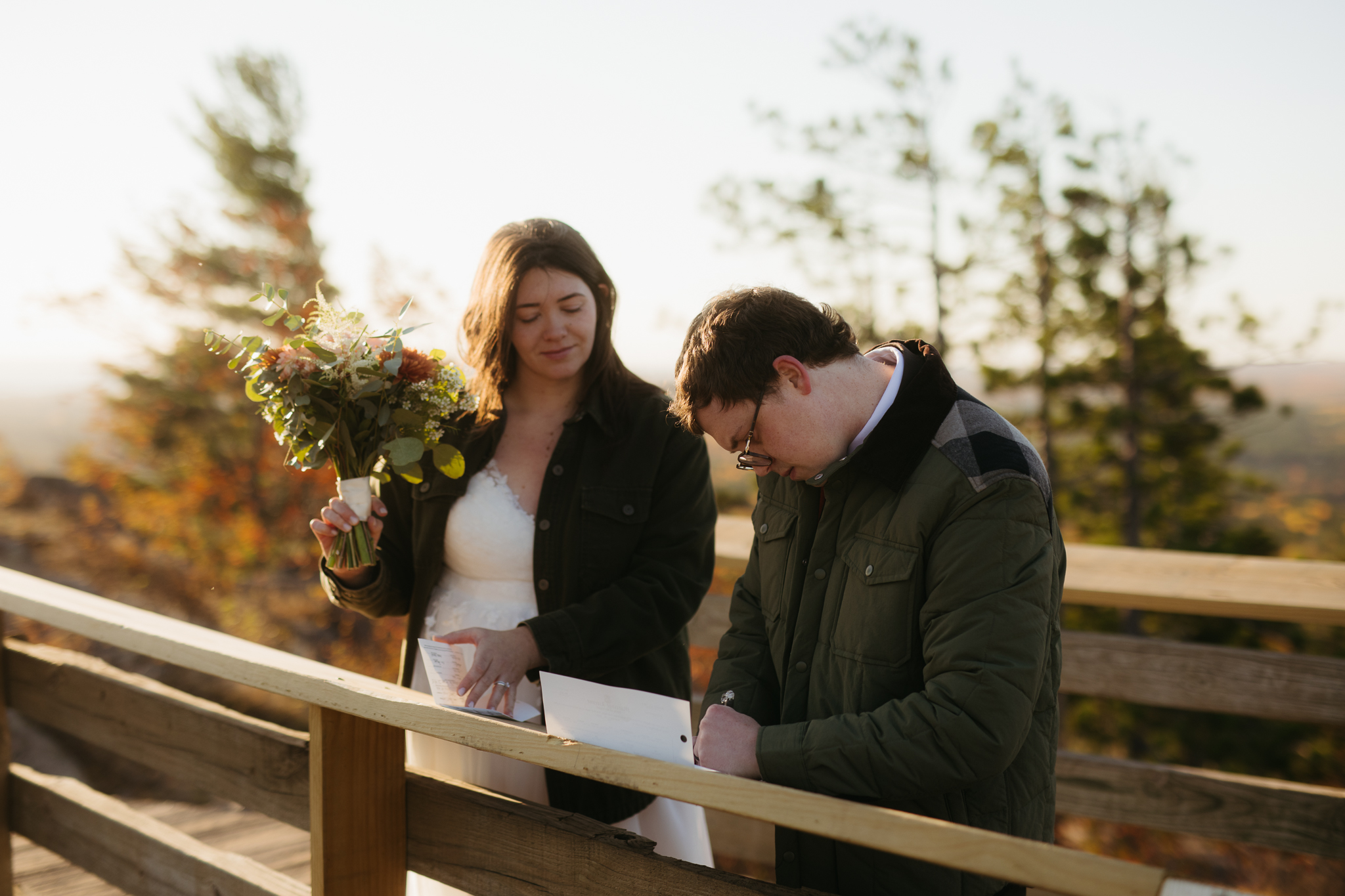 Fall Sunrise Elopement at Sugarloaf Mountain, Marquette, MI || Upper Peninsula Elopements