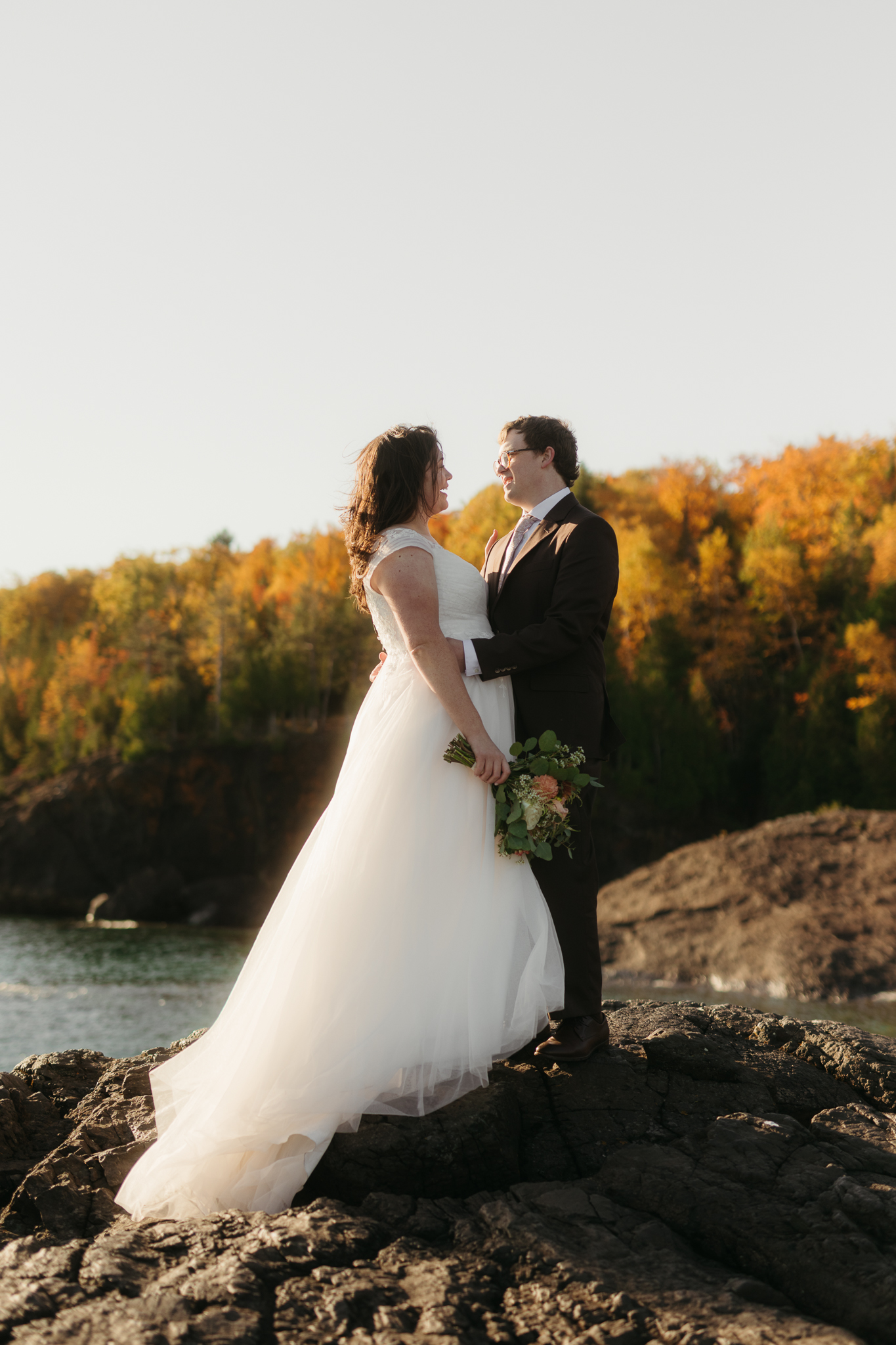 Sunrise Fall Elopement at Presque Isle Park || Upper Peninsula, Michigan Elopements