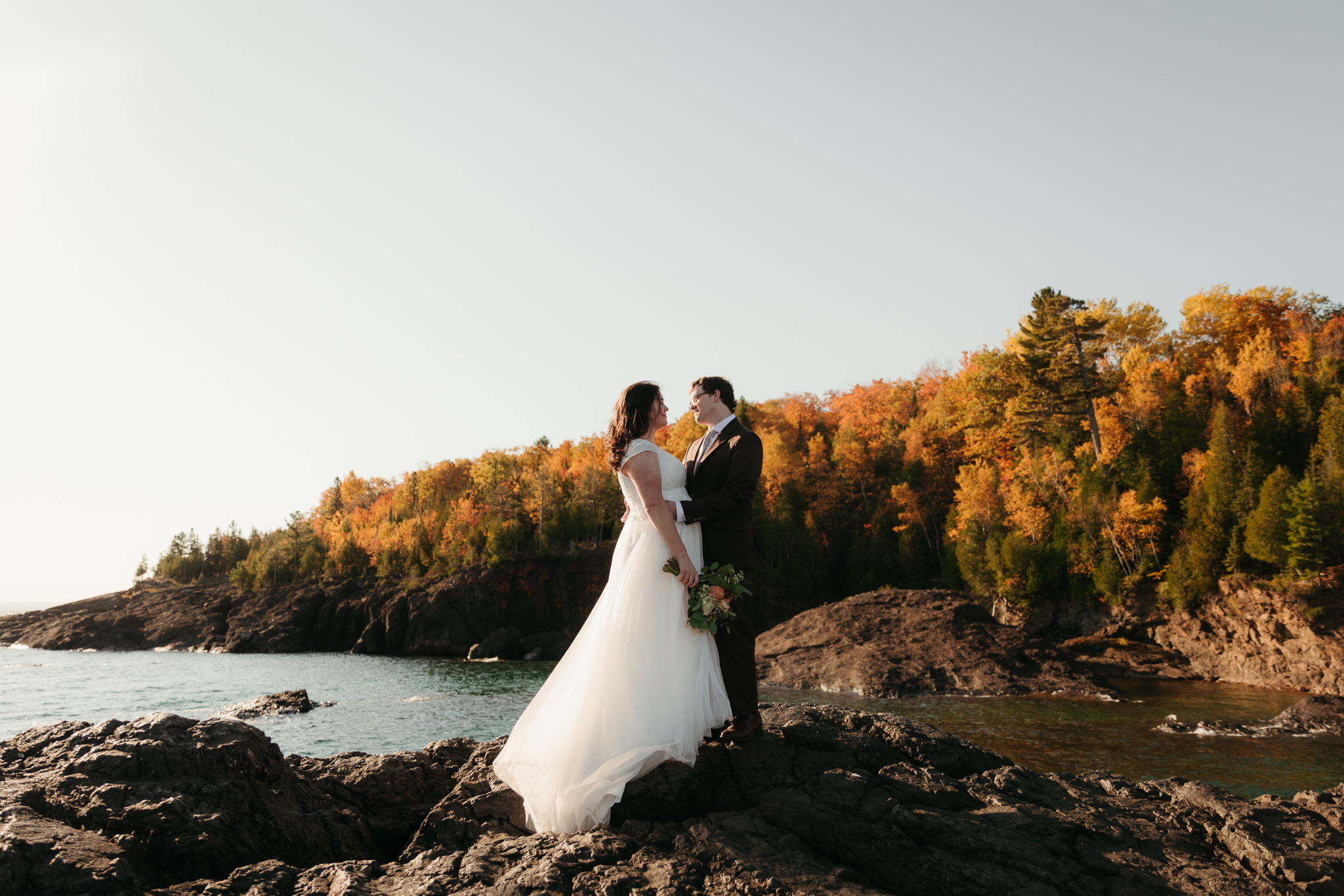 Sunrise Fall Elopement at Presque Isle Park || Upper Peninsula, Michigan Elopements