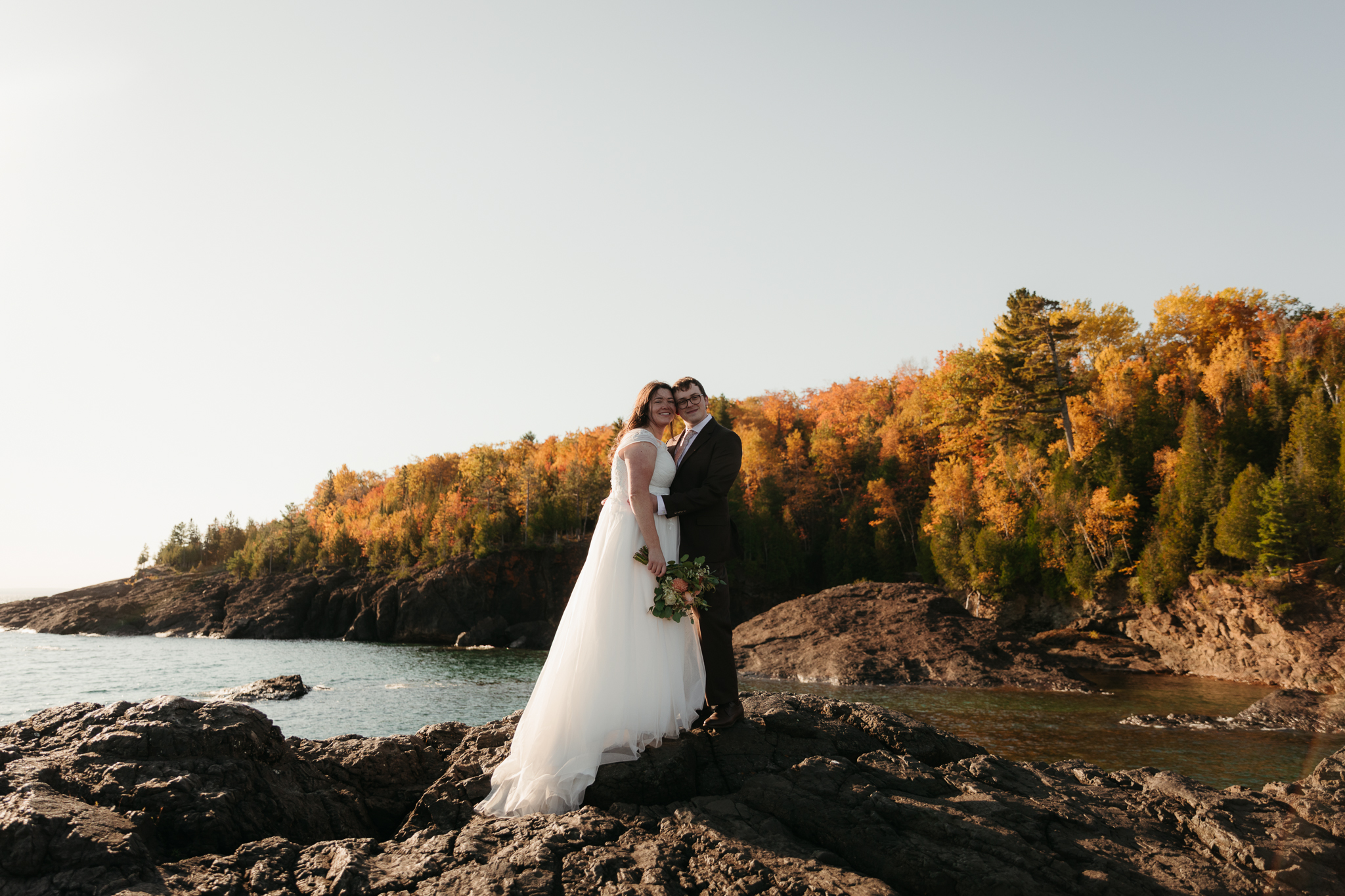 Sunrise Fall Elopement at Presque Isle Park || Upper Peninsula, Michigan Elopements