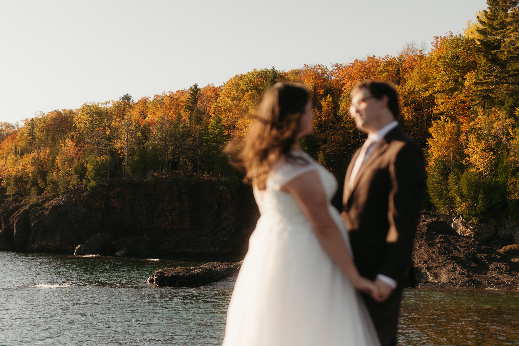 Sunrise Fall Elopement at Presque Isle Park || Upper Peninsula, Michigan Elopements