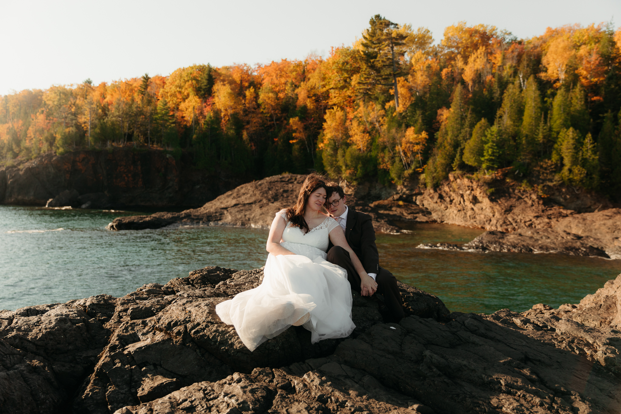 Sunrise Fall Elopement at Presque Isle Park || Upper Peninsula, Michigan Elopements