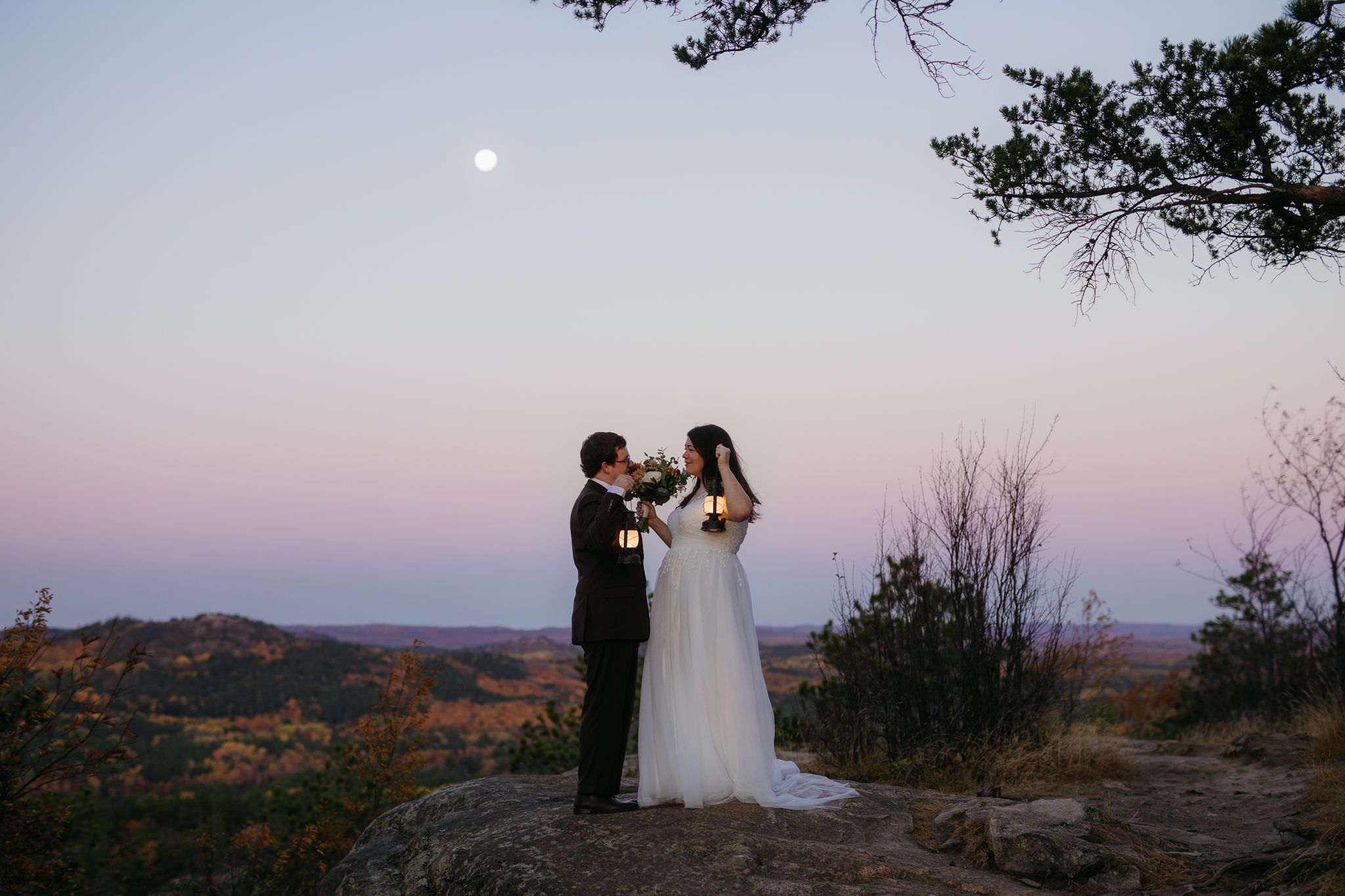 Fall Sunrise Elopement at Sugarloaf Mountain, Marquette || Upper Peninsula Elopements