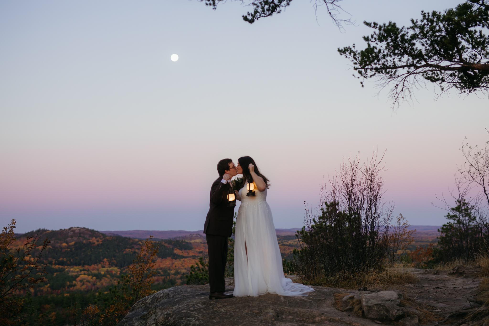 Fall Sunrise Elopement at Sugarloaf Mountain, Marquette || Upper Peninsula Elopements