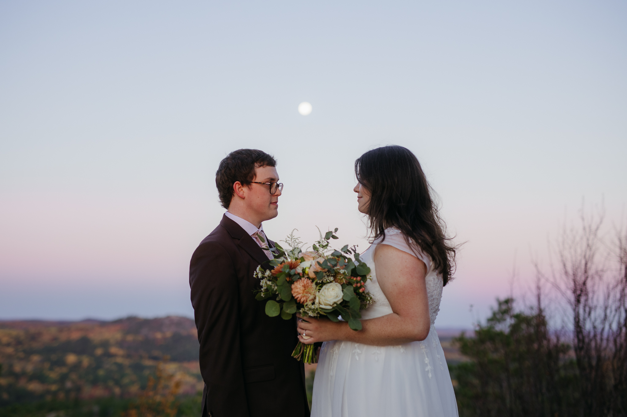 Fall Sunrise Elopement at Sugarloaf Mountain, Marquette, MI || Upper Peninsula Elopements