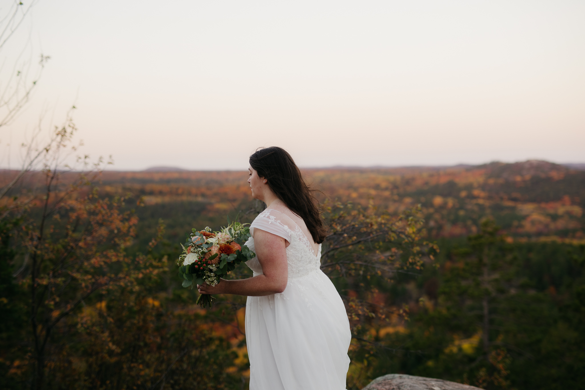 Fall Sunrise Elopement at Sugarloaf Mountain, Marquette, MI || Upper Peninsula Elopements