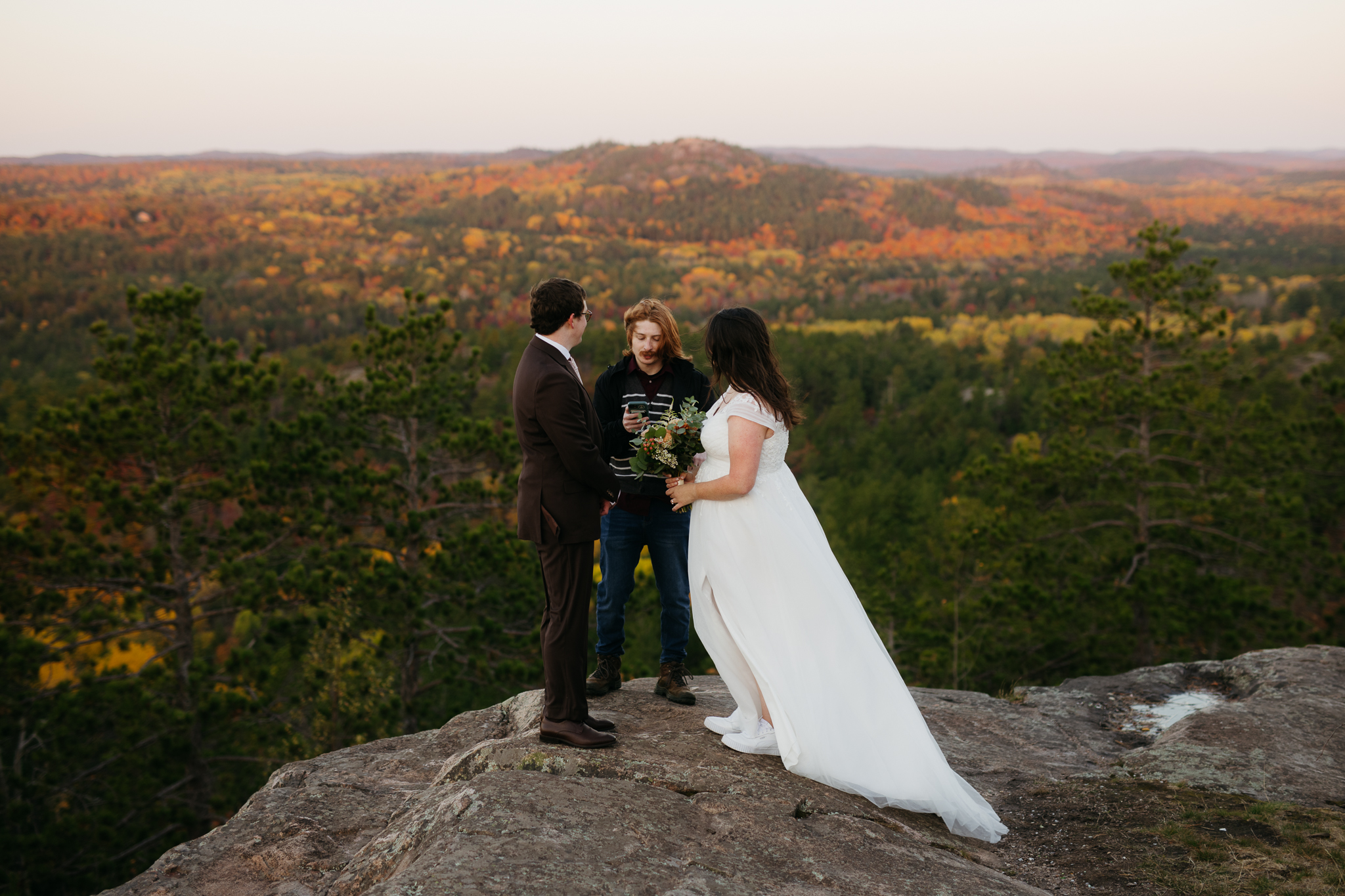 Fall Sunrise Elopement at Sugarloaf Mountain, Marquette, MI || Upper Peninsula Elopements