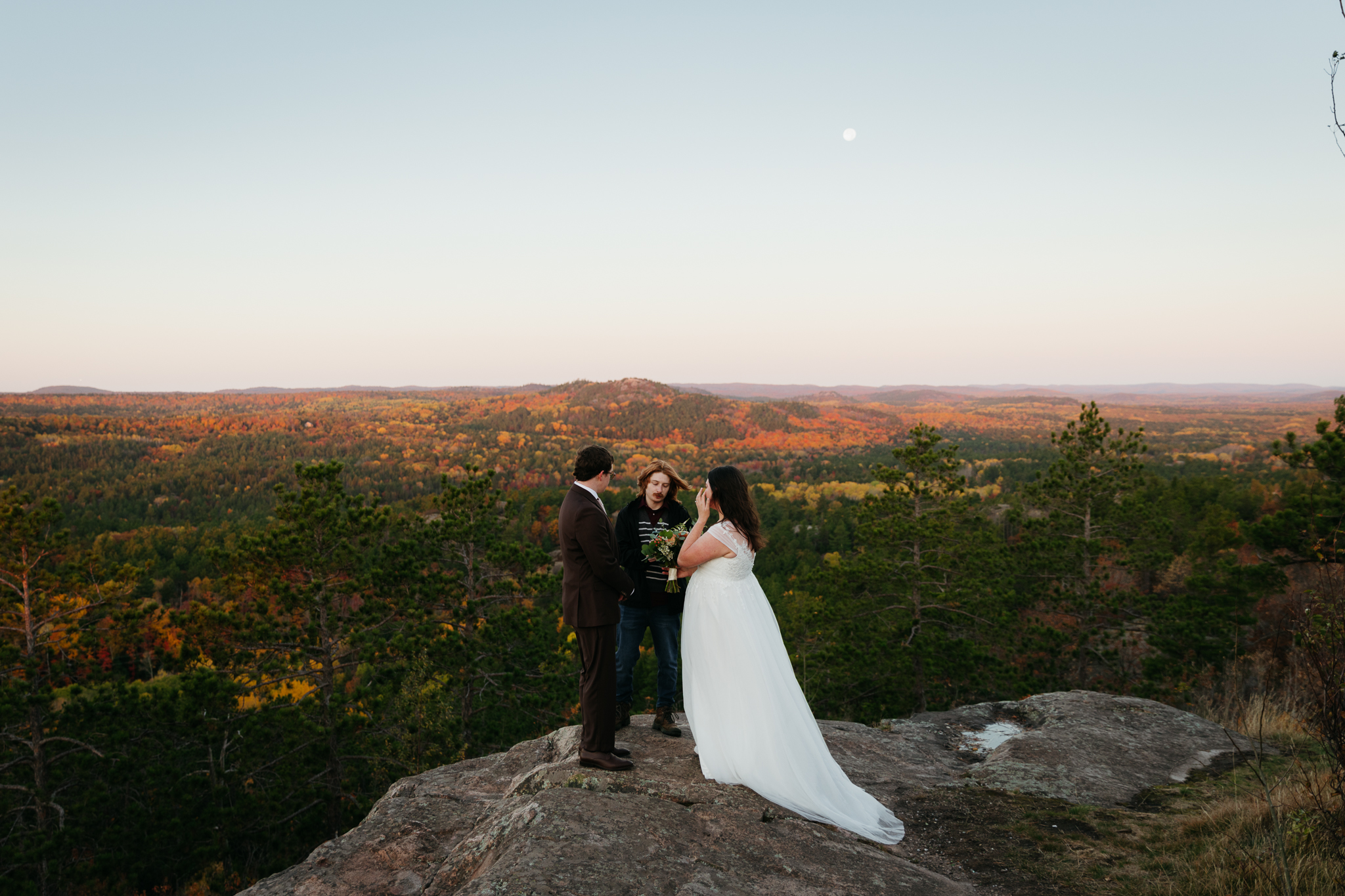 Fall Sunrise Elopement at Sugarloaf Mountain, Marquette, MI || Upper Peninsula Elopements