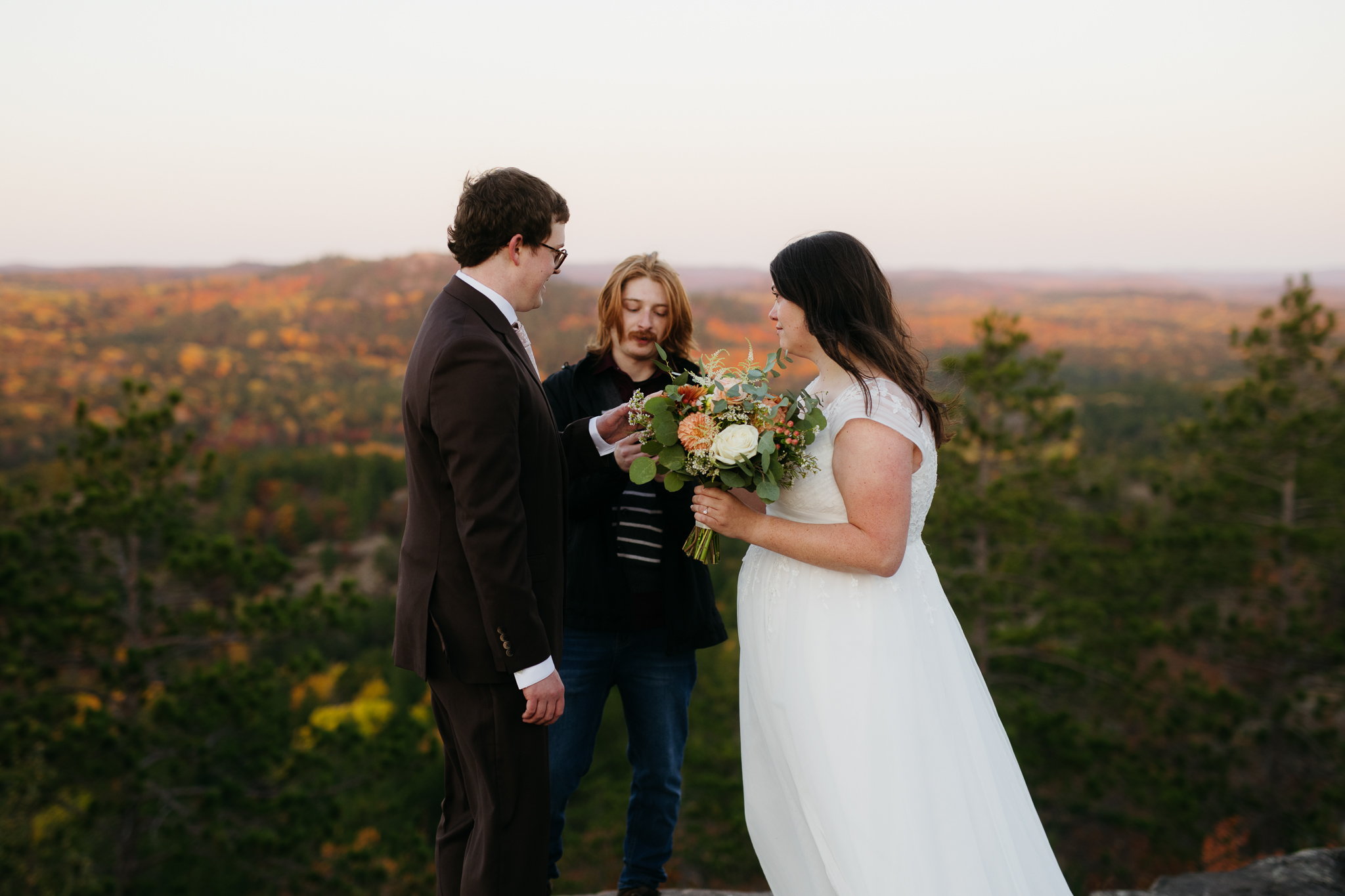 Fall Sunrise Elopement at Sugarloaf Mountain, Marquette, MI || Upper Peninsula Elopements