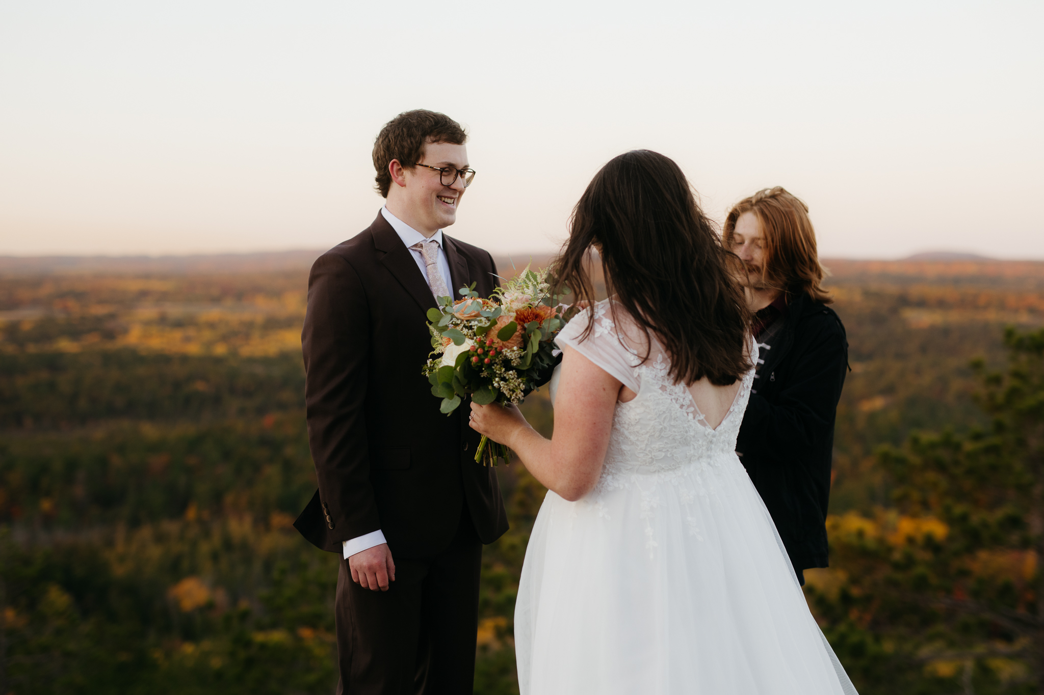 Fall Sunrise Elopement at Sugarloaf Mountain, Marquette, MI || Upper Peninsula Elopements