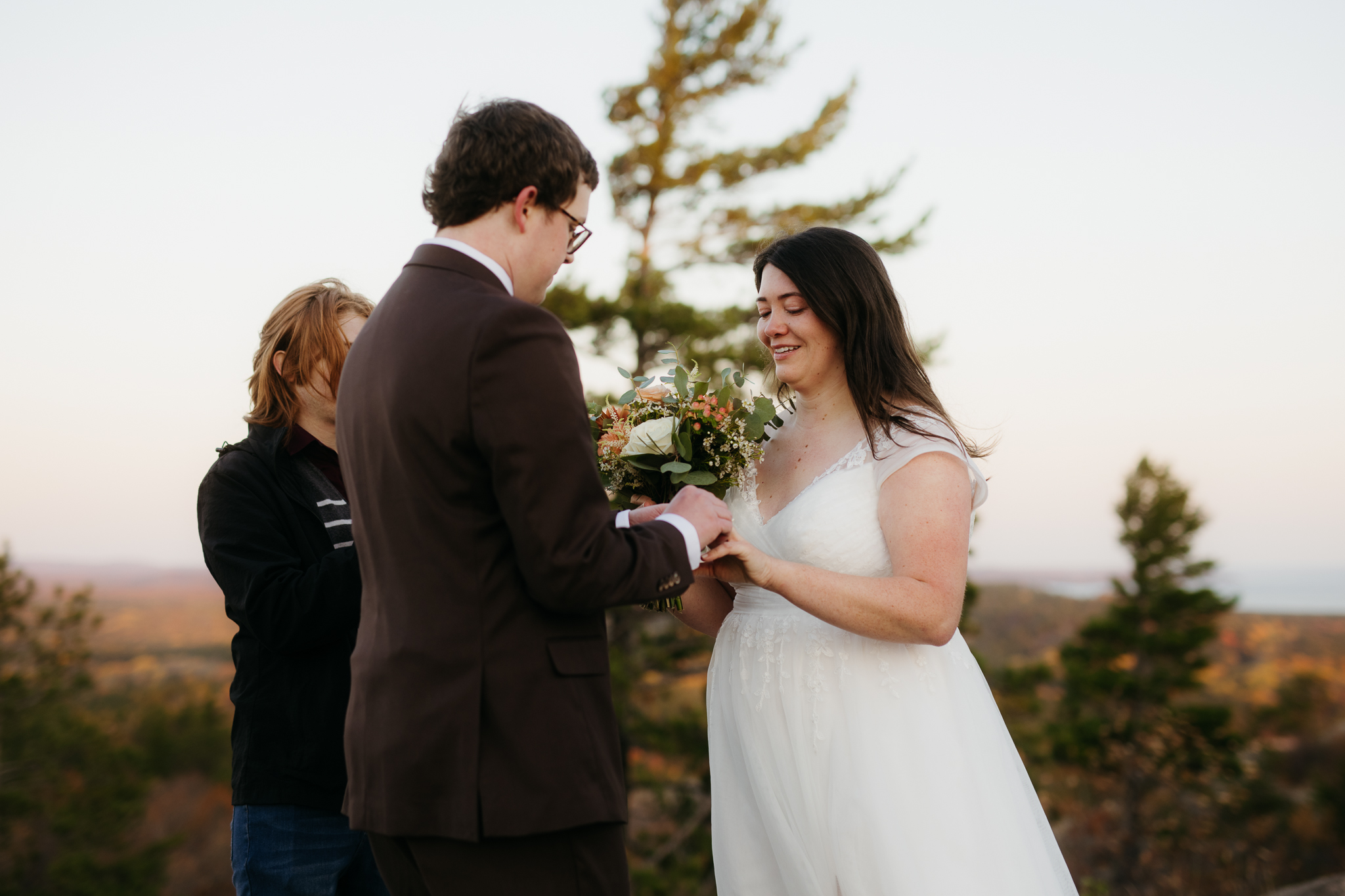 Fall Sunrise Elopement at Sugarloaf Mountain, Marquette, MI || Upper Peninsula Elopements