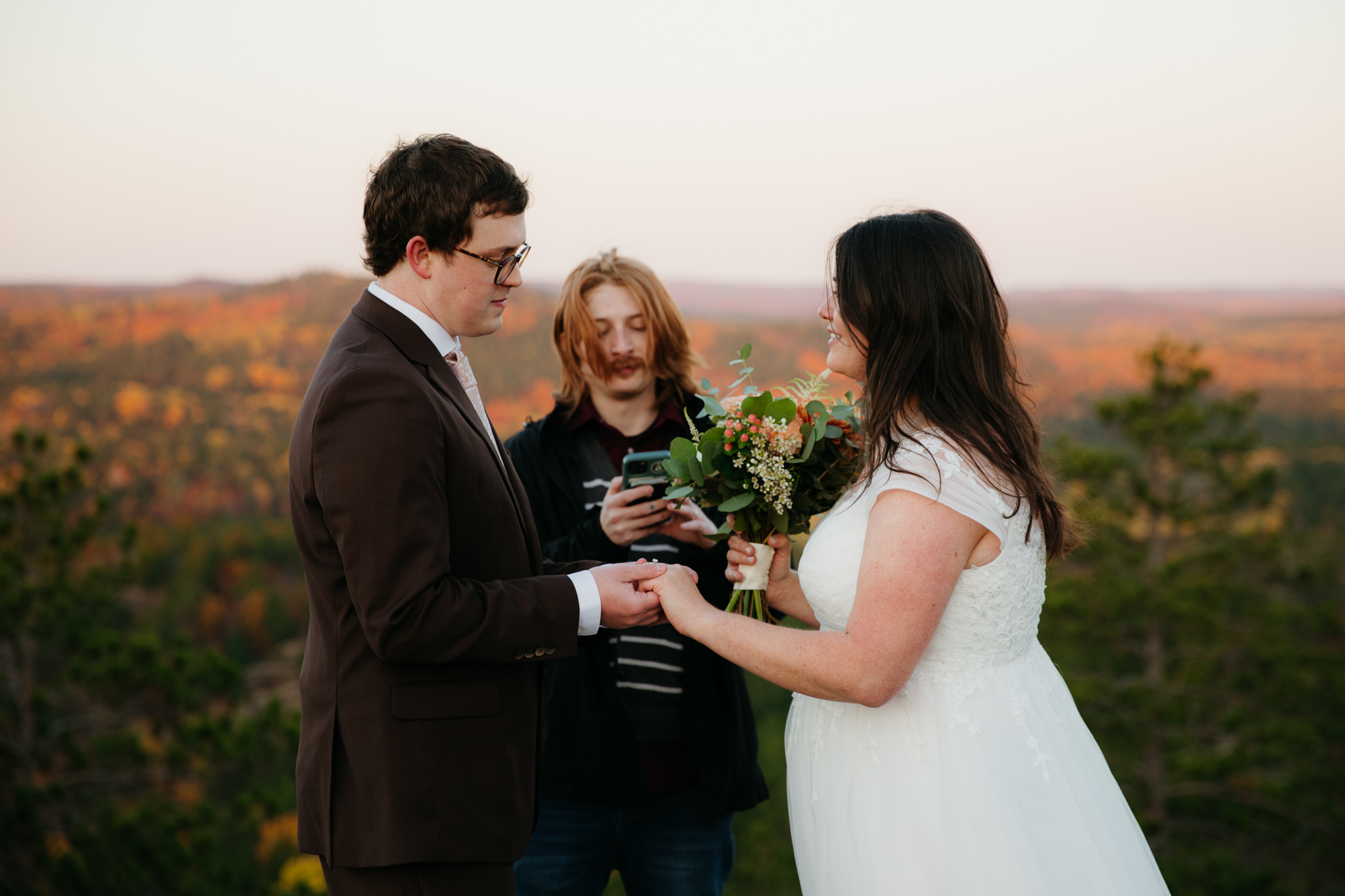 Fall Sunrise Elopement at Sugarloaf Mountain, Marquette, MI || Upper Peninsula Elopements