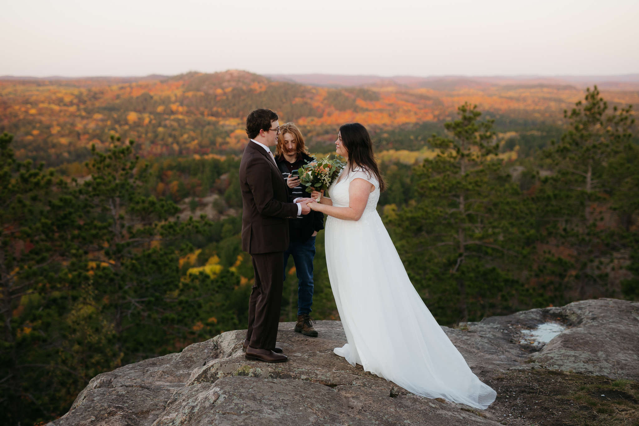 Fall Sunrise Elopement at Sugarloaf Mountain, Marquette, MI || Upper Peninsula Elopements