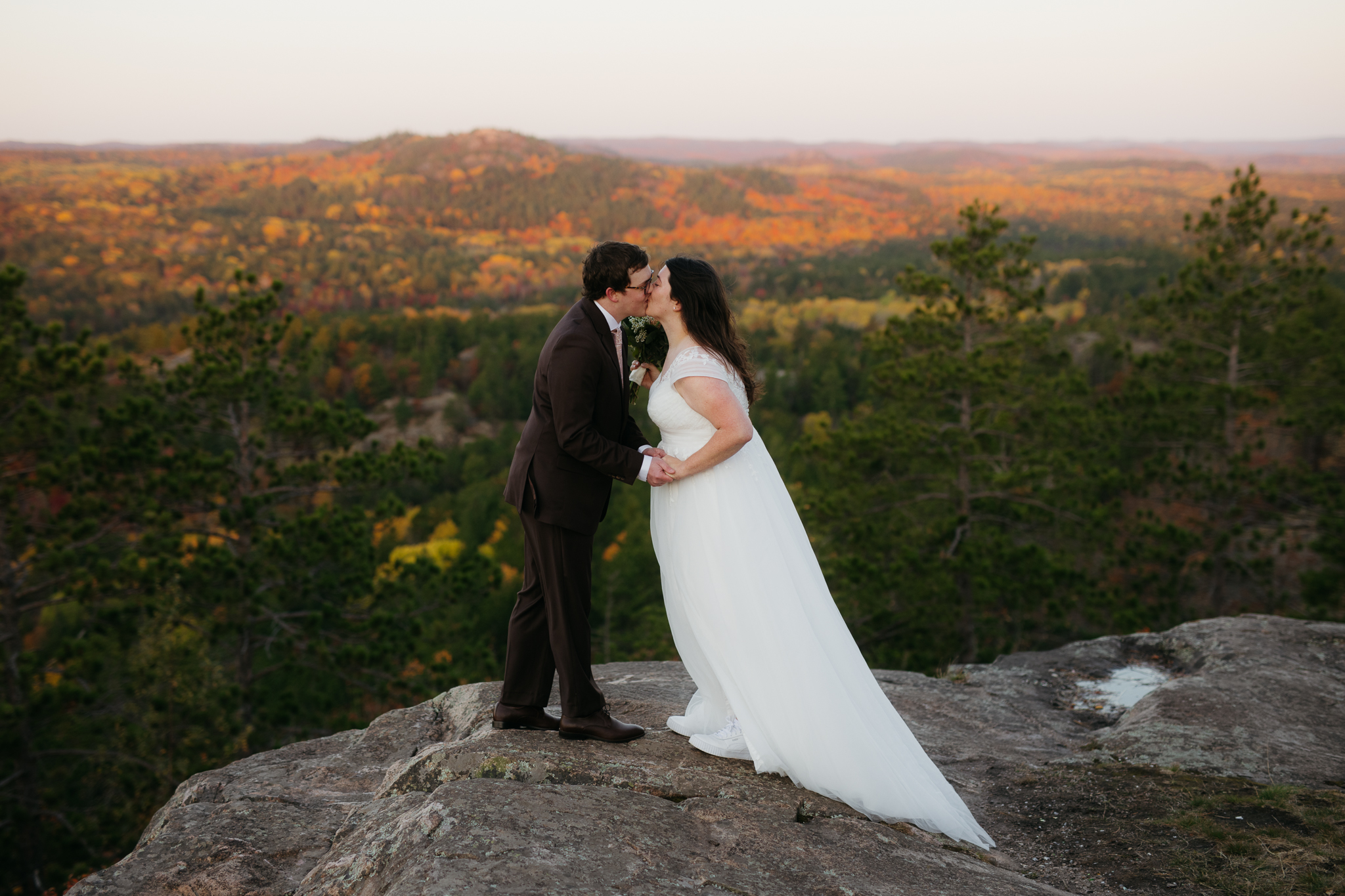 Fall Sunrise Elopement at Sugarloaf Mountain, Marquette, MI || Upper Peninsula Elopements