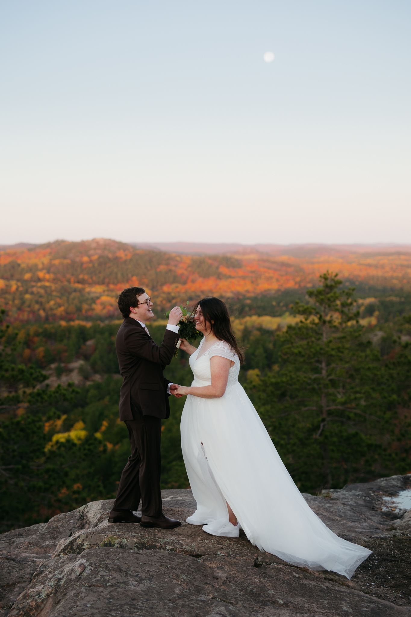 Fall Sunrise Elopement at Sugarloaf Mountain, Marquette, MI || Upper Peninsula Elopements