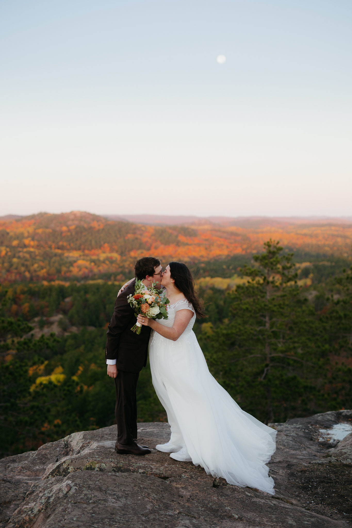 Fall Sunrise Elopement at Sugarloaf Mountain, Marquette, MI || Upper Peninsula Elopements