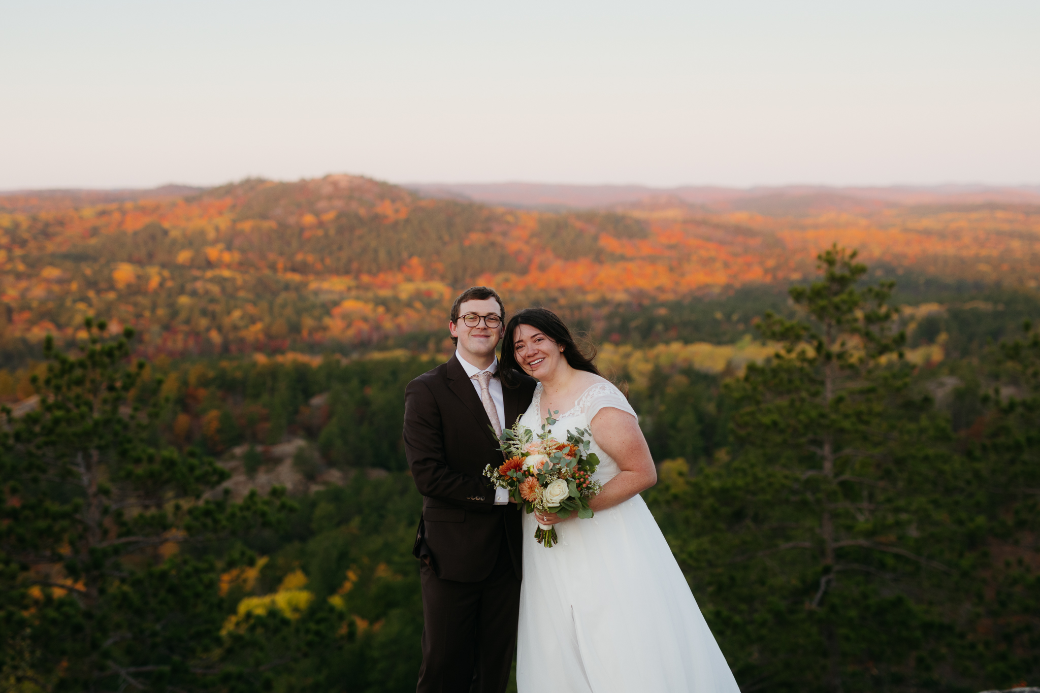 Fall Sunrise Elopement at Sugarloaf Mountain, Marquette, MI || Upper Peninsula Elopements