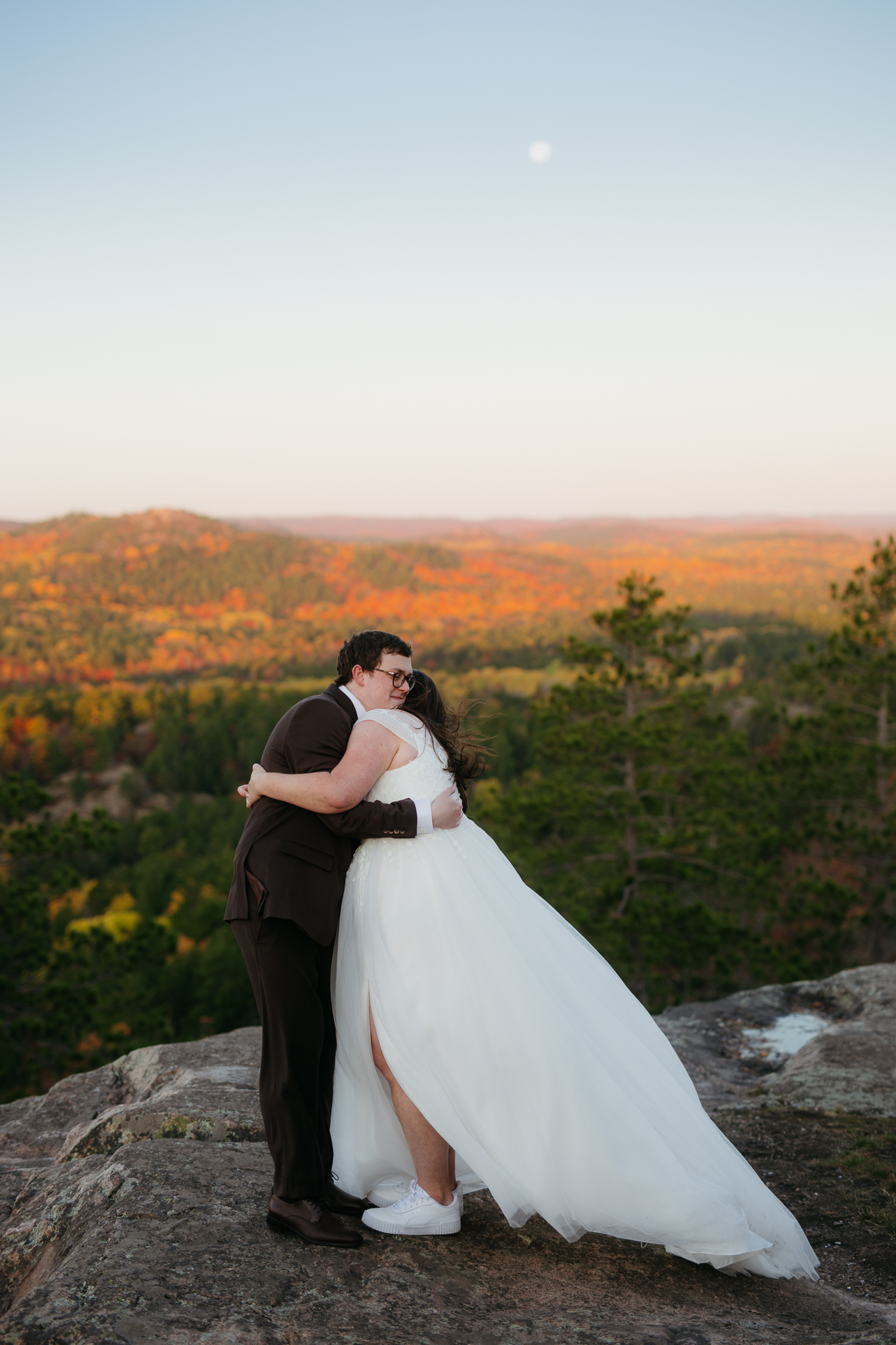 Fall Sunrise Elopement at Sugarloaf Mountain, Marquette, MI || Upper Peninsula Elopements