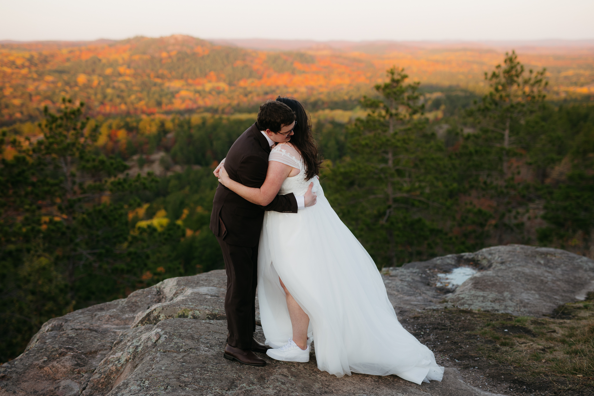 Fall Sunrise Elopement at Sugarloaf Mountain, Marquette, MI || Upper Peninsula Elopements