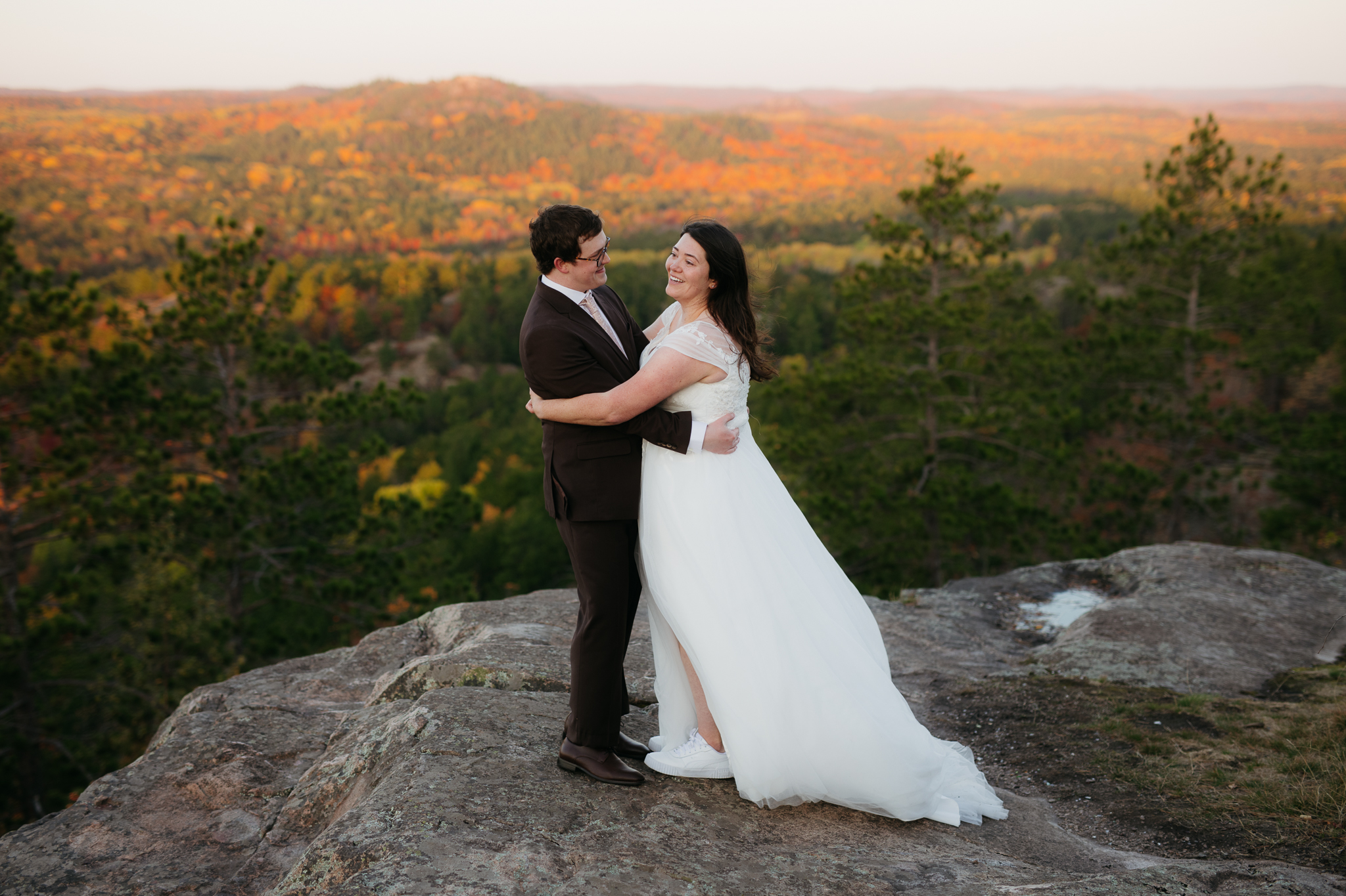 Fall Sunrise Elopement at Sugarloaf Mountain, Marquette, MI || Upper Peninsula Elopements