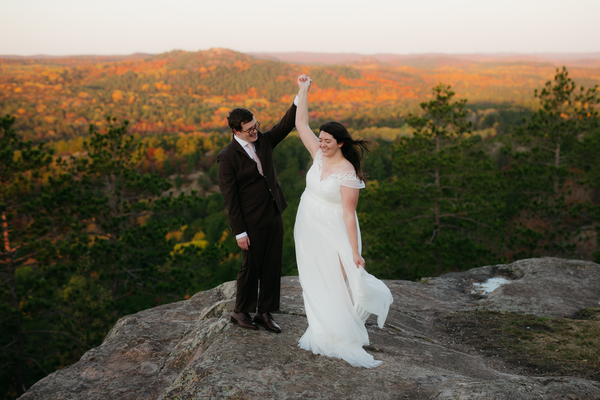 Fall Sunrise Elopement at Sugarloaf Mountain, Marquette, MI || Upper Peninsula Elopements