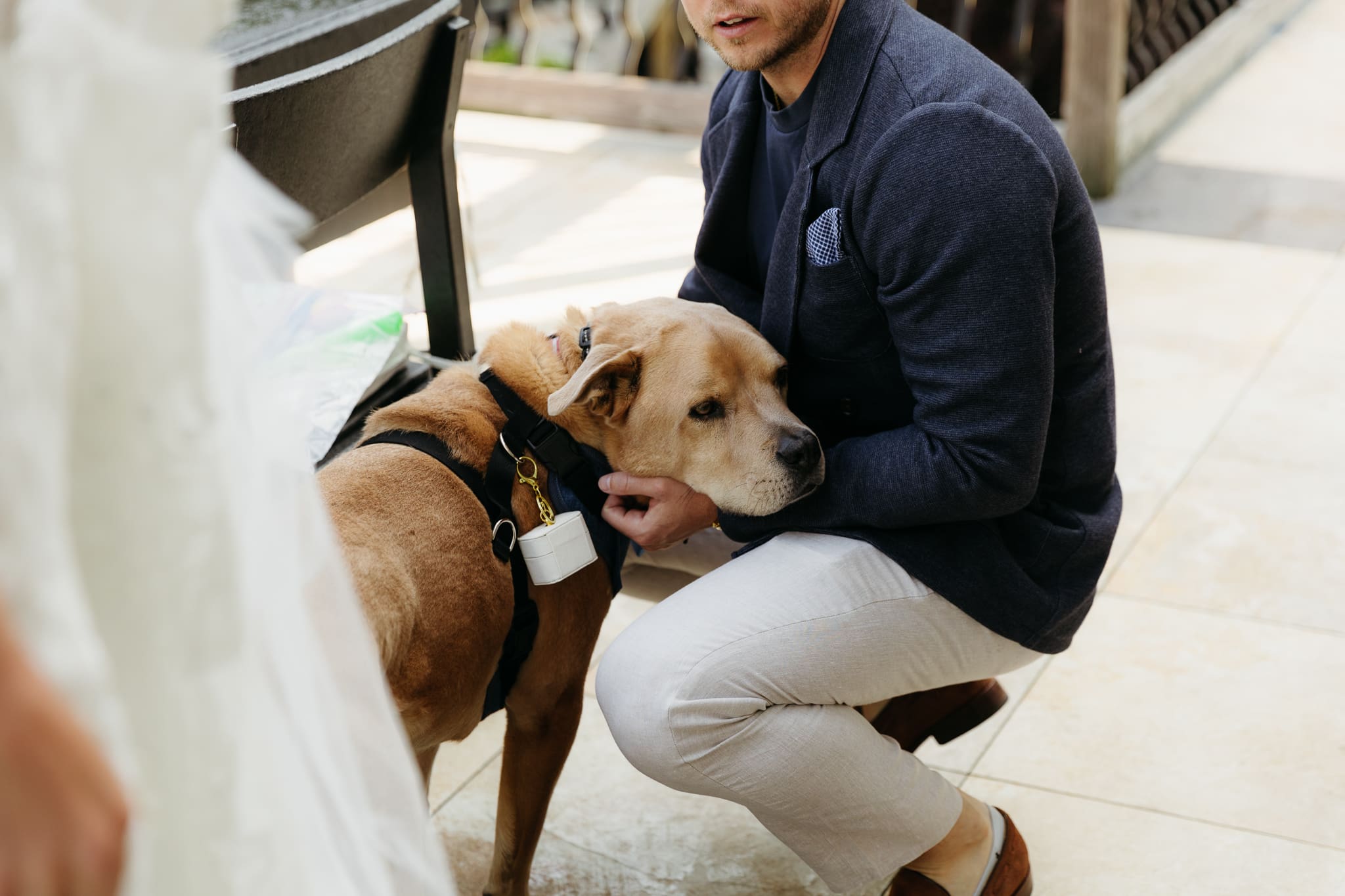 Group and family photos with bride and groom, hanging out at airbnb before heading out for the Lake Michigan wedding ceremony