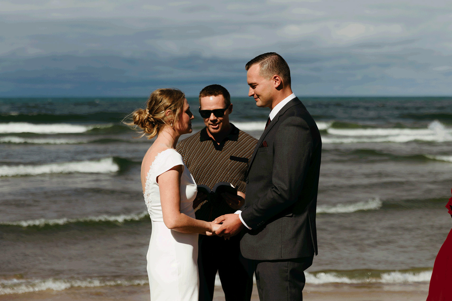 A beachside wedding ceremony at Indiana Dunes National Park