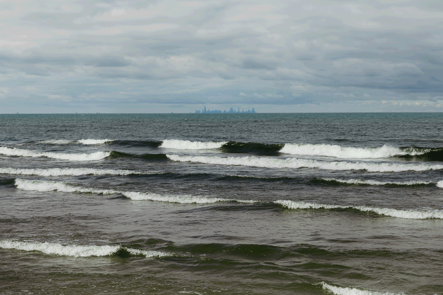 The skyline of Chicago during a wedding at Indiana Dunes National Park