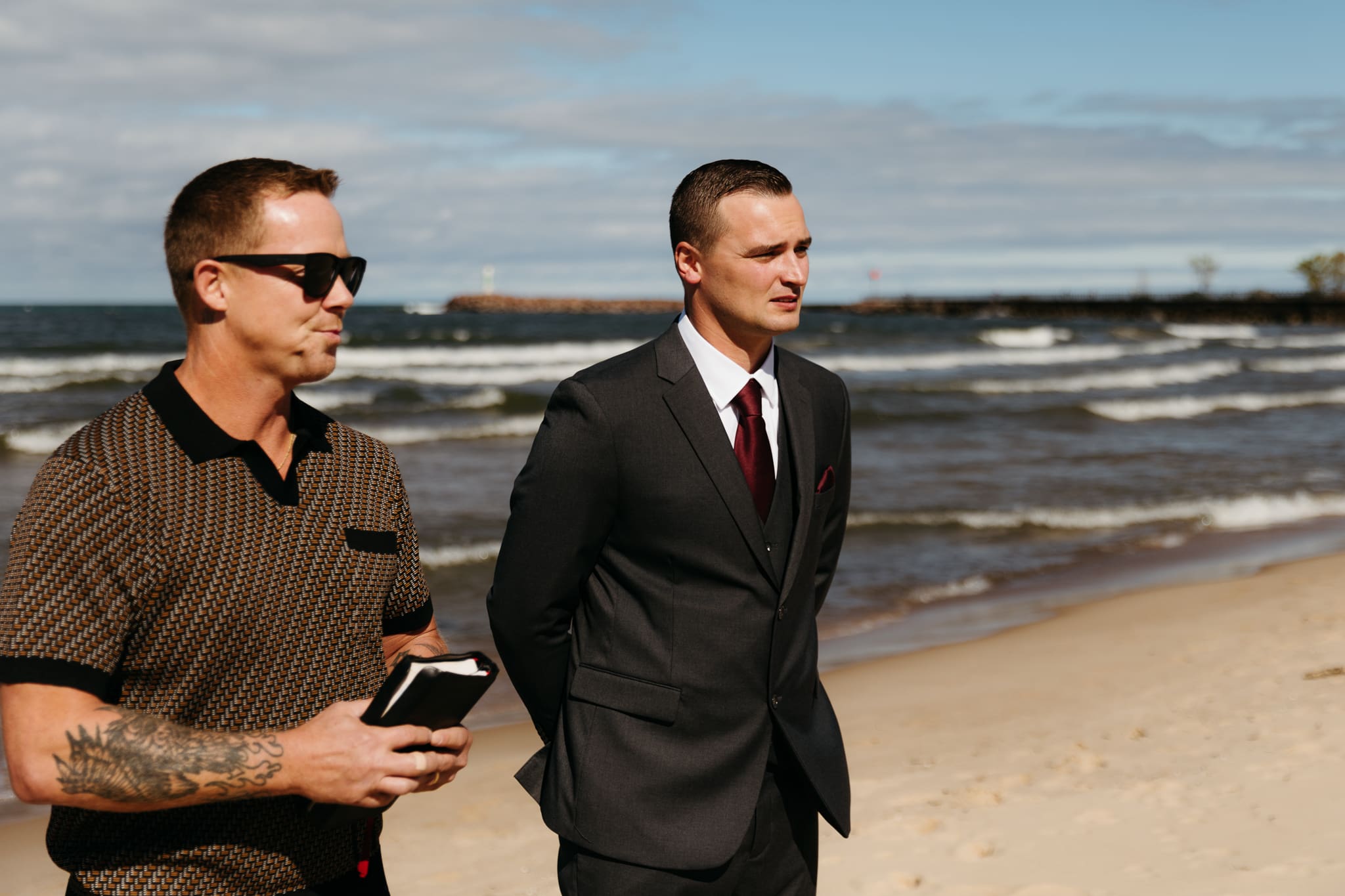 A beachside wedding ceremony at Indiana Dunes National Park