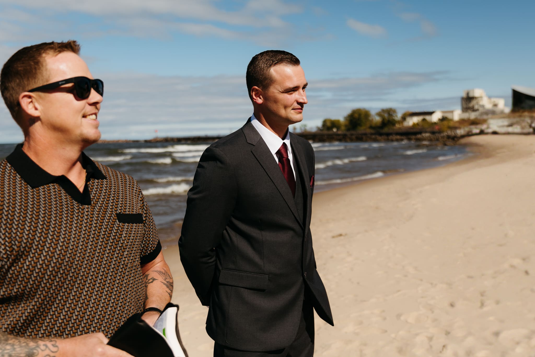 A beachside wedding ceremony at Indiana Dunes National Park