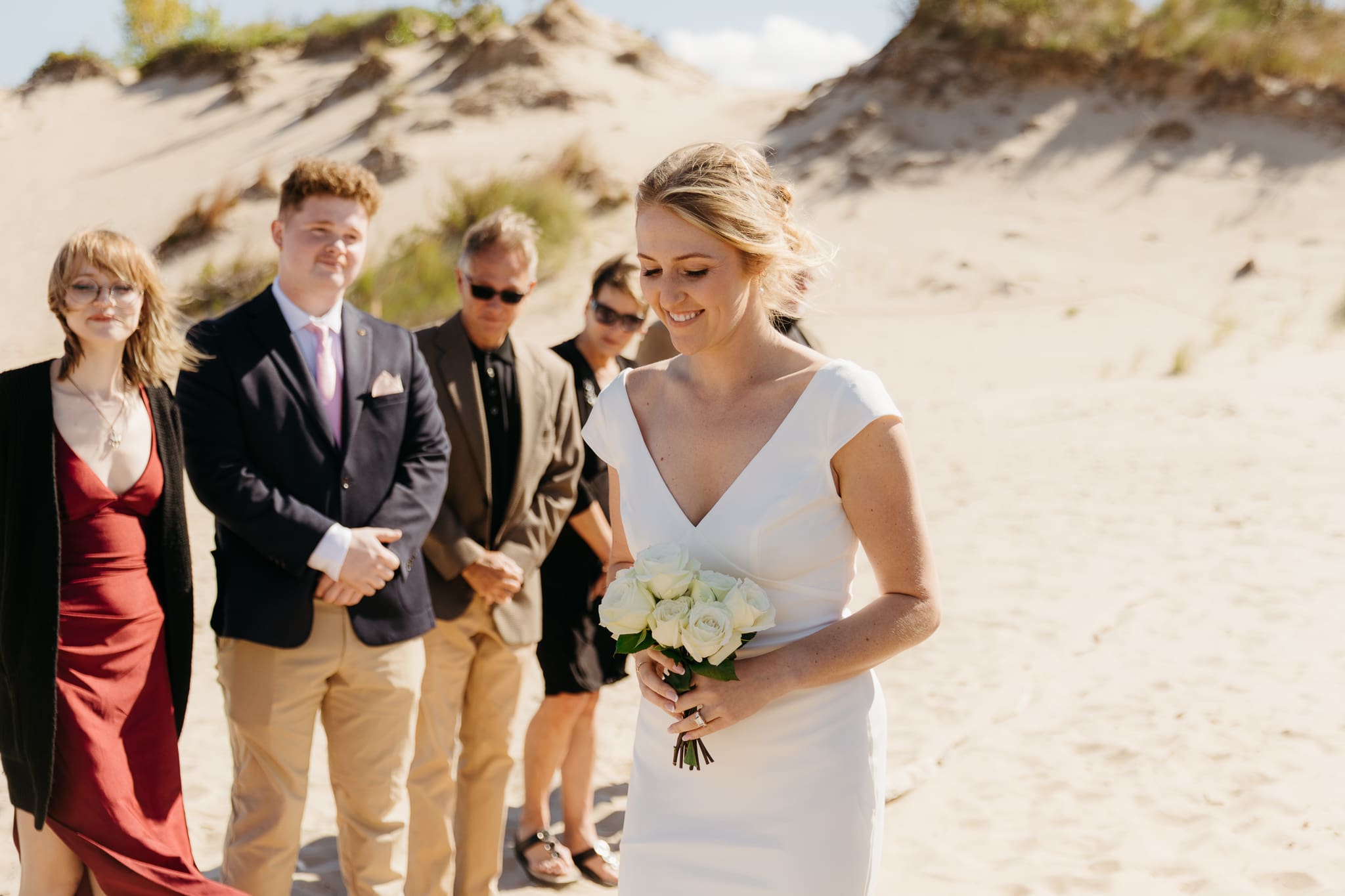 A beachside wedding ceremony at Indiana Dunes National Park