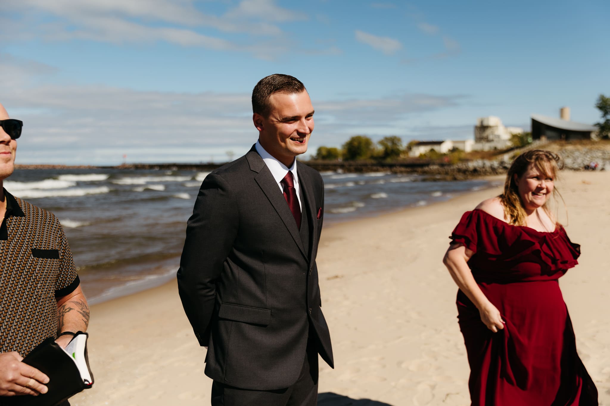 A beachside wedding ceremony at Indiana Dunes National Park