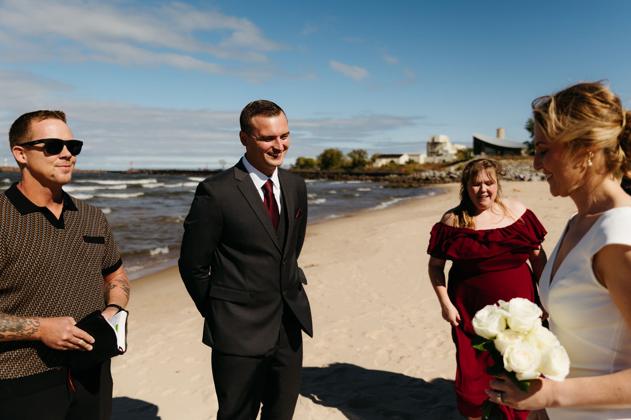A beachside wedding ceremony at Indiana Dunes National Park