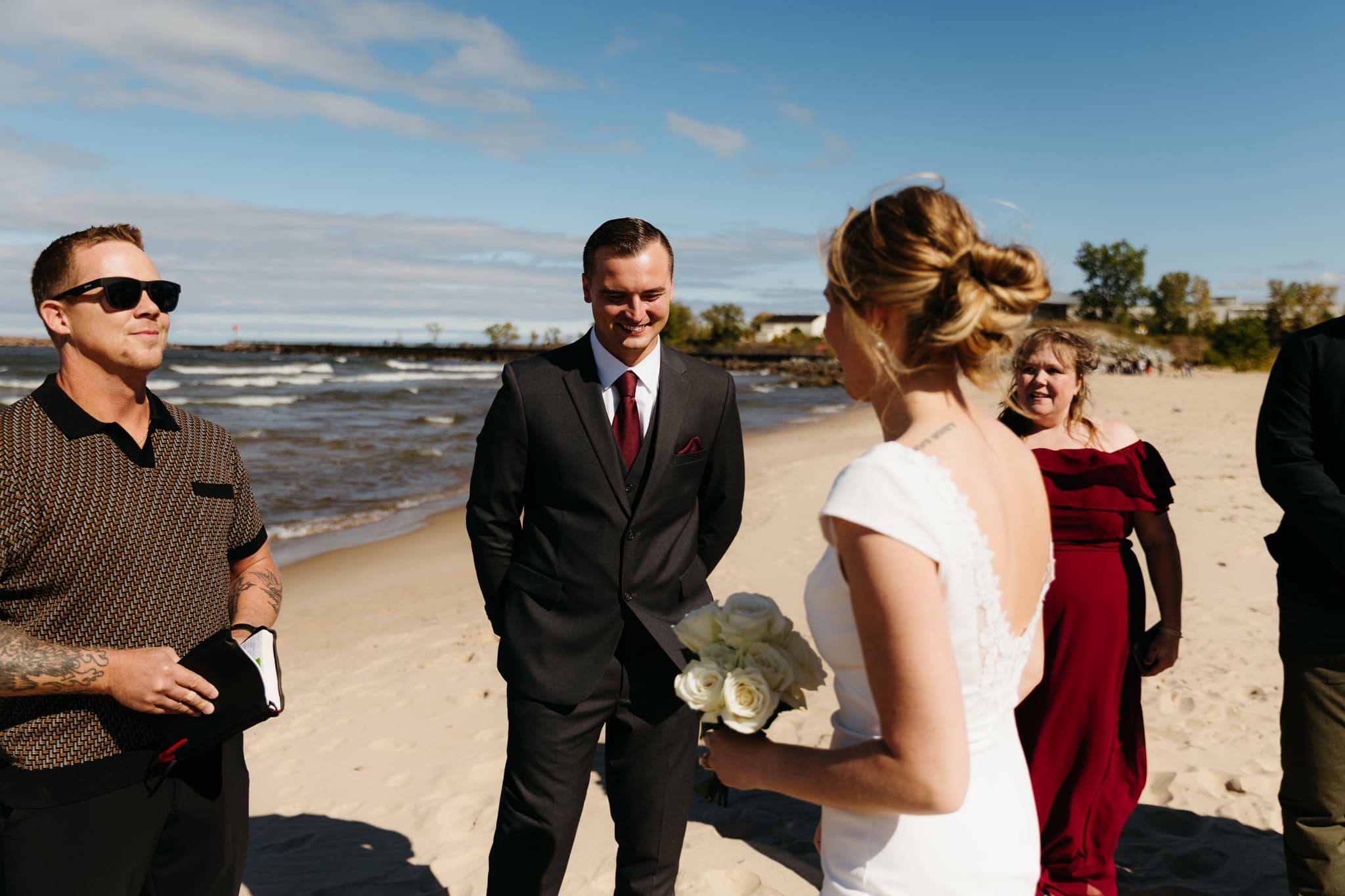 A beachside wedding ceremony at Indiana Dunes National Park